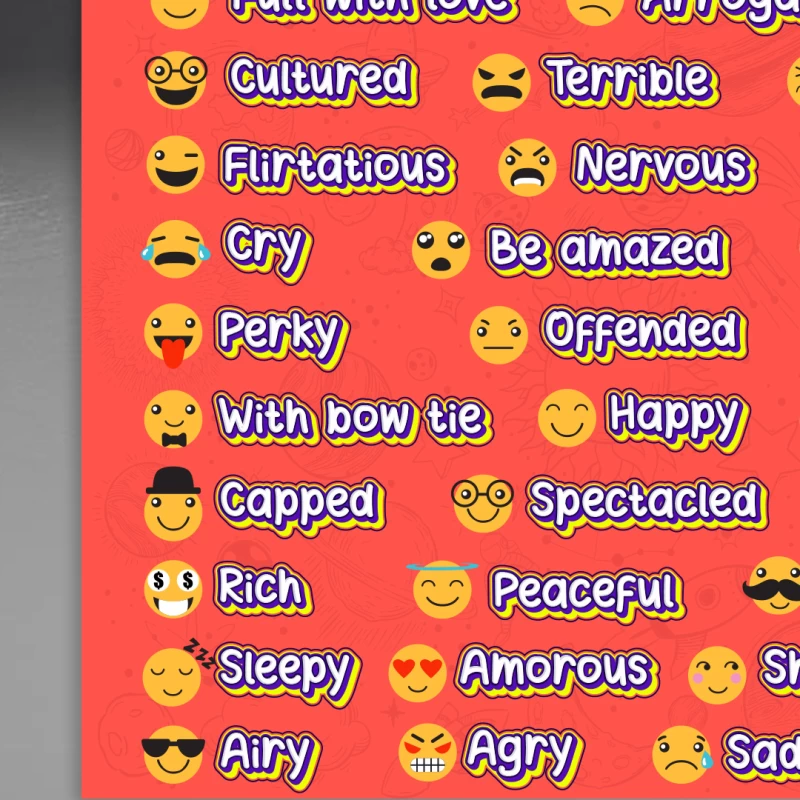 İngilizce Emoji Konsept Okul Posteri