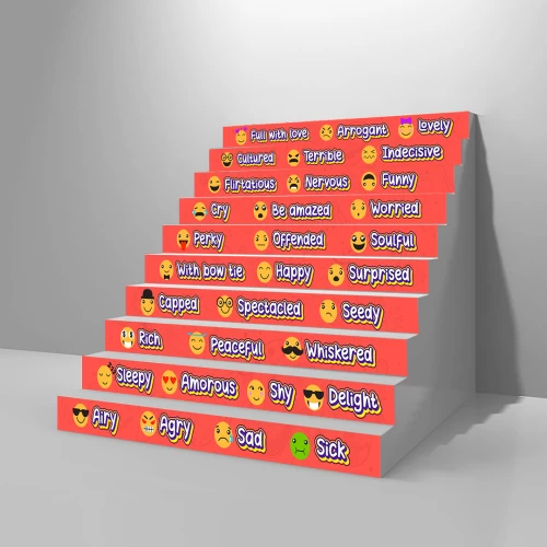 İngilizce Emoji Konsept Merdiven Giydirme